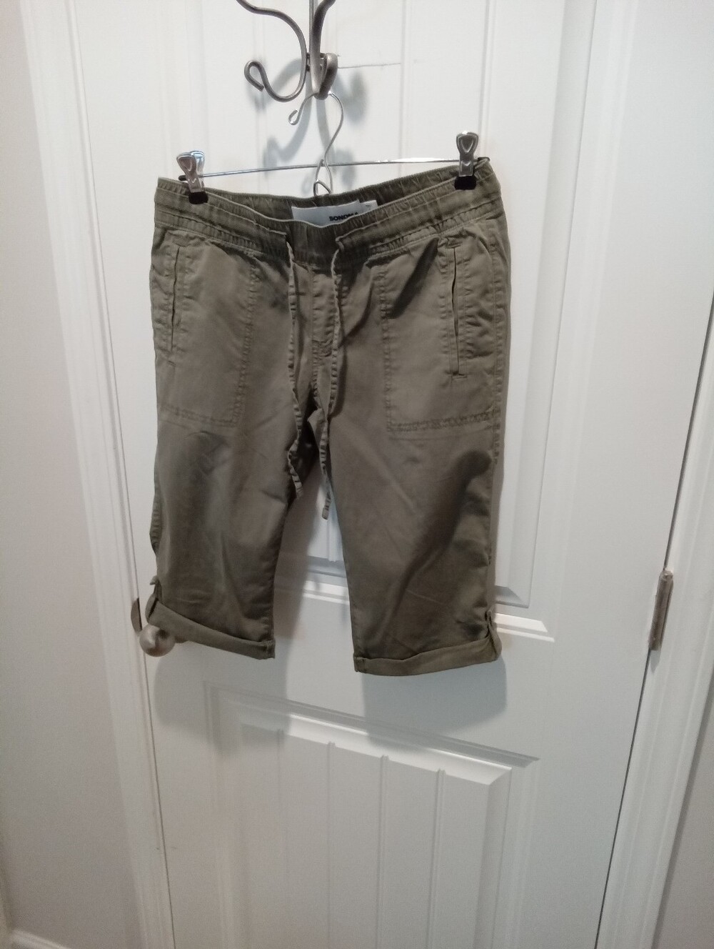 Sonoma Size 4 Olive Green Casual Utility Drawstring Bermuda Shorts 13" Inseam